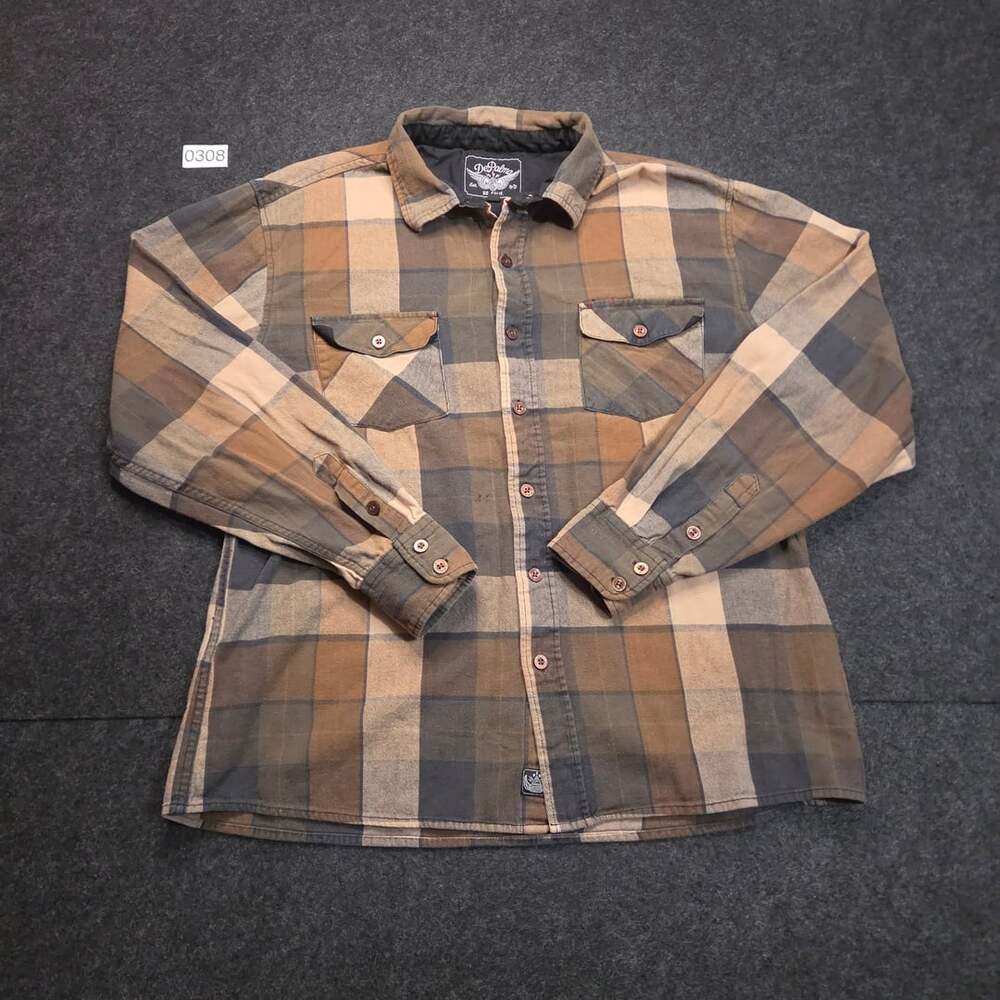 DePalma Clothing Plaid Flannel Shirt Size XL Brown